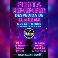 Flyer de Despedida Llarena (Fiesta Remember)