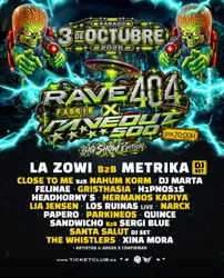 Flyer de Rave 404 x Invader 500