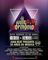 Flyer de Villa Demonio - 30 años Juan Beat
